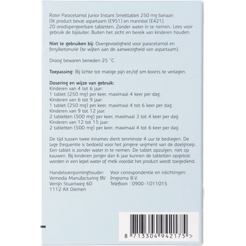 Roter Smelttablet Junior 250mg 20 Stuks