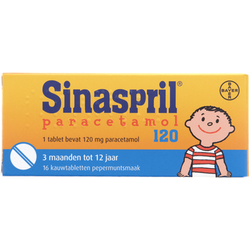 Sinaspril Paracetamol Kauwtabletten 120mg 16 Stuks