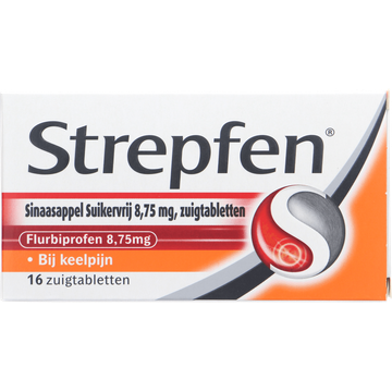 Strepfen Sinaasappel Suikervrij Zuigtabletten 8,75 mg
16 Stuks