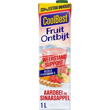 CoolBest Fruit Ontbijt Aardbei en Sinaasappel 1 L