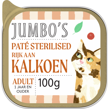 Jumbo's Paté Sterilised Rijk aan Kalkoen Adult 100 g