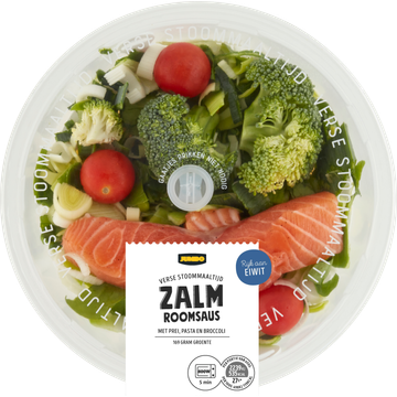 Jumbo Verse Stoommaaltijd Zalm Roomsaus met Prei, Pasta en Broccoli 450 g