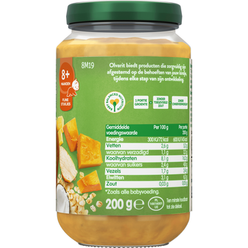 Olvarit 8+ Maanden Pompoen Curry, Kalkoen & Mango 200 g