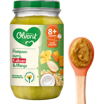 Olvarit 8+ Maanden Pompoen Curry, Kalkoen & Mango 200 g