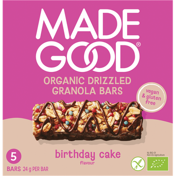 MadeGood Organic Drizzled Granola Bars Birthday Cake Flavour 5 x 24 g