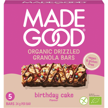 MadeGood Organic Drizzled Granola Bars Birthday Cake Flavour 5 x 24 g
