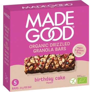MadeGood Organic Drizzled Granola Bars Birthday Cake Flavour 5 x 24 g