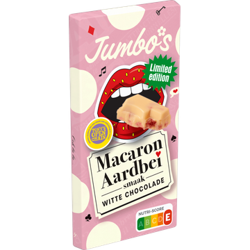 Jumbo's Witte Chocolade met Macaron Aardbei Smaak Limited Edition 140 g