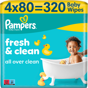 Pampers Fresh Clean Babydoekjes, 320 Doekjes