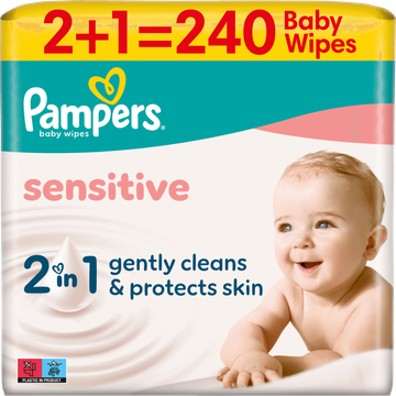 Pampers Sensitive Babydoekjes, 240 Doekjes