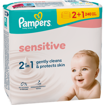Pampers Sensitive Babydoekjes, 240 Doekjes