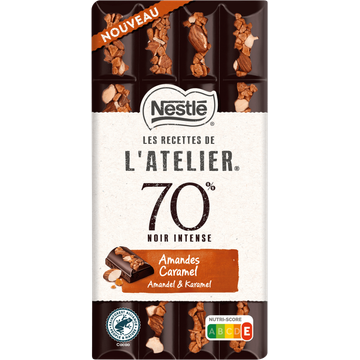 Les Recettes de l'Atelier 70% Noir Intense Amandel & Karamel 150 g