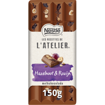 NESTLÉ L'ATELIER Melkchocoladereep hazelnoot & rozijn