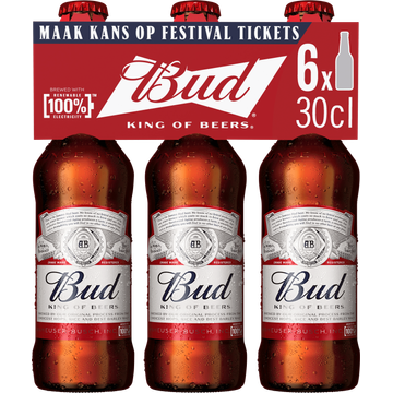 Bud Bier Flessen 6 x 30 cl