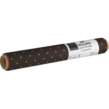 Jumbo Tafelloper Zwart Sterretjes 40 x 480 cm