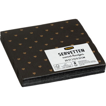 Jumbo Servetten Zwart Hartjes 20 Stuks