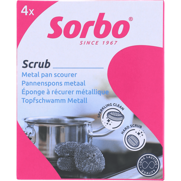 Sorbo Pannenspons metaal, 4 stuks