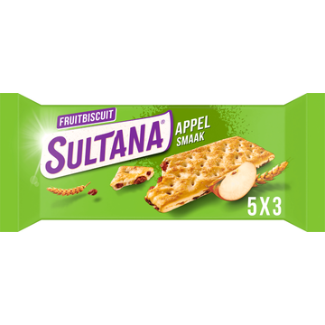 Sultana Fruitbiscuit Appel koek 5x3 stuks