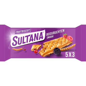 Sultana Fruitbiscuit Bosvruchten koek 5x3 stuks