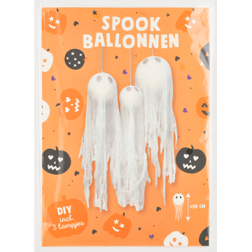 Spook Ballonnen incl. lampjes 3 stuks