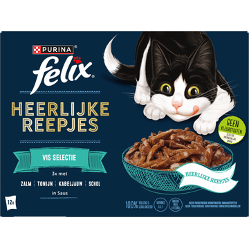 FELIX® Heerlijke Reepjes Vis Selectie Kattenvoer 12x80g