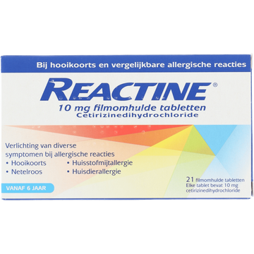 Reactine Tabletten bij hooikoorts of allergie 10 mg, 21 stuks