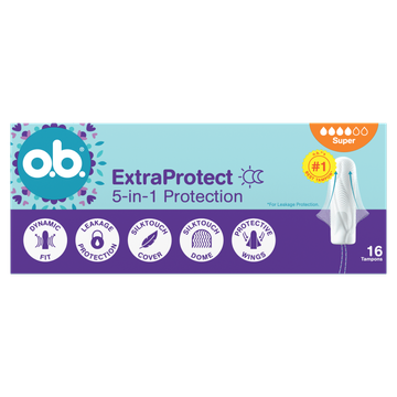 o.b. ExtraProtect 5-in-1 Protection Super Tampons 16 Stuks