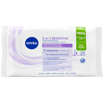 NIVEA 3-in-1 Sensitive Reinigingsdoekjes - 25 stuks - Make-up Remover Doekjes - Gezichtsreiniger - Voor de gevoelige huid