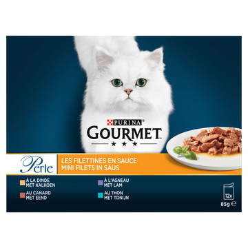 Gourmet Perle Mini Filets Kattenvoer nat met Kalkoen, Eend, Tonijn en Lam