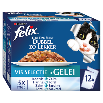 FELIX® Elke Dag Feest Vis Selectie in Gelei Kattenvoer 12x85g