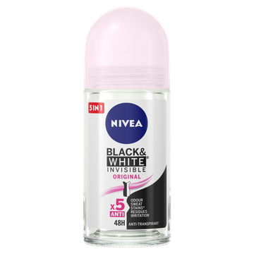 NIVEA Black & White Invisible Clear Anti-Transpirant Roller - 50ml - Deodorant - Anti-vlekken - 72 uur bescherming