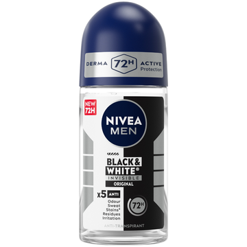 NIVEA MEN Black & White Invisible Original Anti-Transpirant Deo Roller - 50ml