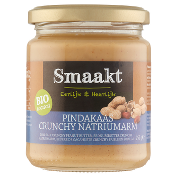 Smaakt Biologisch Pindakaas Crunchy Natriumarm 250 g
