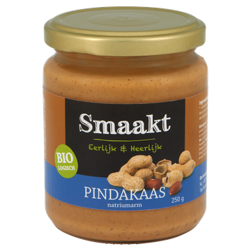 Smaakt Biologisch Pindakaas Crunchy Natriumarm 250 g
