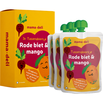 Mama Deli Tussendoortje rode biet & mango 4+ maanden 3 x 70 g