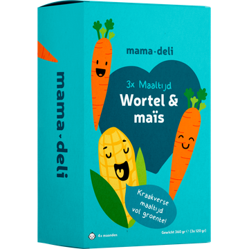 Mama Deli Maaltijd wortel & mais 4+ maanden 3 x 120 g
