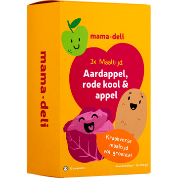 Mama Deli Maaltijd rode kool, appel en aardappel 12+ maanden 3 x 200 g