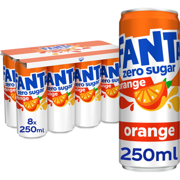 Fanta Zero Sugar Orange 8 x 250 ml