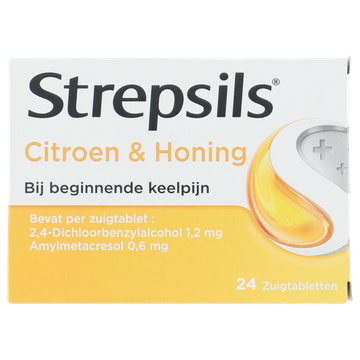 Strepsils Citroen / Honing zuigtabletten bij keelpijn, 24 stuks