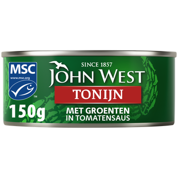 John West Tonijnstukken met Groenten in Pikante Tomatensaus 150g