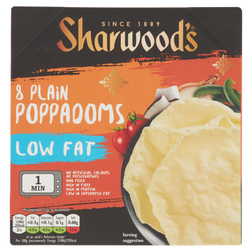 Sharwoods Plain Poppadums 8 Stuks 94g