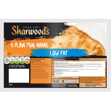 Sharwood's Mini Low Fat Flame Baked Naans 260g 4 Stuks