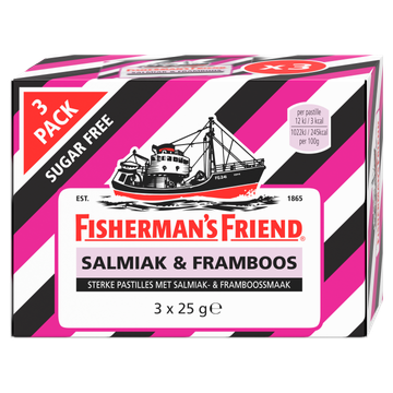 Fisherman's Friend Sterke Pastilles met Salmiak- & Framboossmaak 3 x 25 g