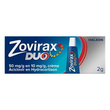 Zovirax Duo crème bij koortslip (50mg per gram + 10mg per gram), 2 gram 