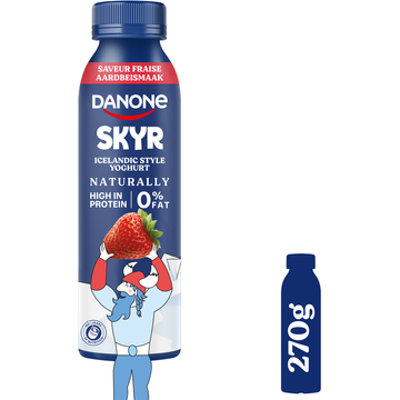 Danone Skyr Drink Aardbei Protein 0% Vet 270 ml
