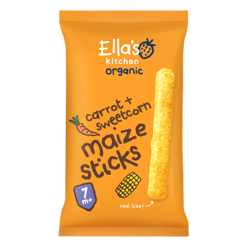 Ella's Kitchen Maize sticks wortels + maïs 7+ biologisch 16 g