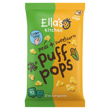 Ella's Kitchen Peas + Sweetcorn Puff Pops 4 x 9 g