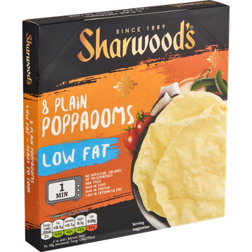 Sharwoods Plain Poppadums 8 Stuks 94g