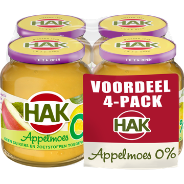 HAK Appelmoes 0% suiker 4-Pack