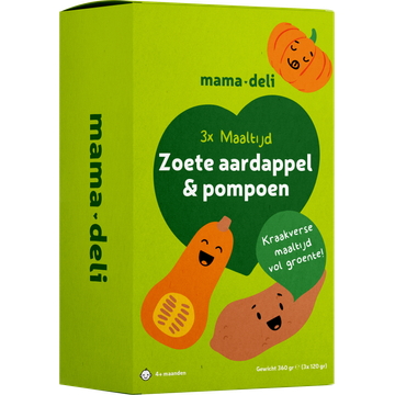 Mama Deli Maaltijd zoete aardappel & pompoen 4+ maanden 3 x 120 g